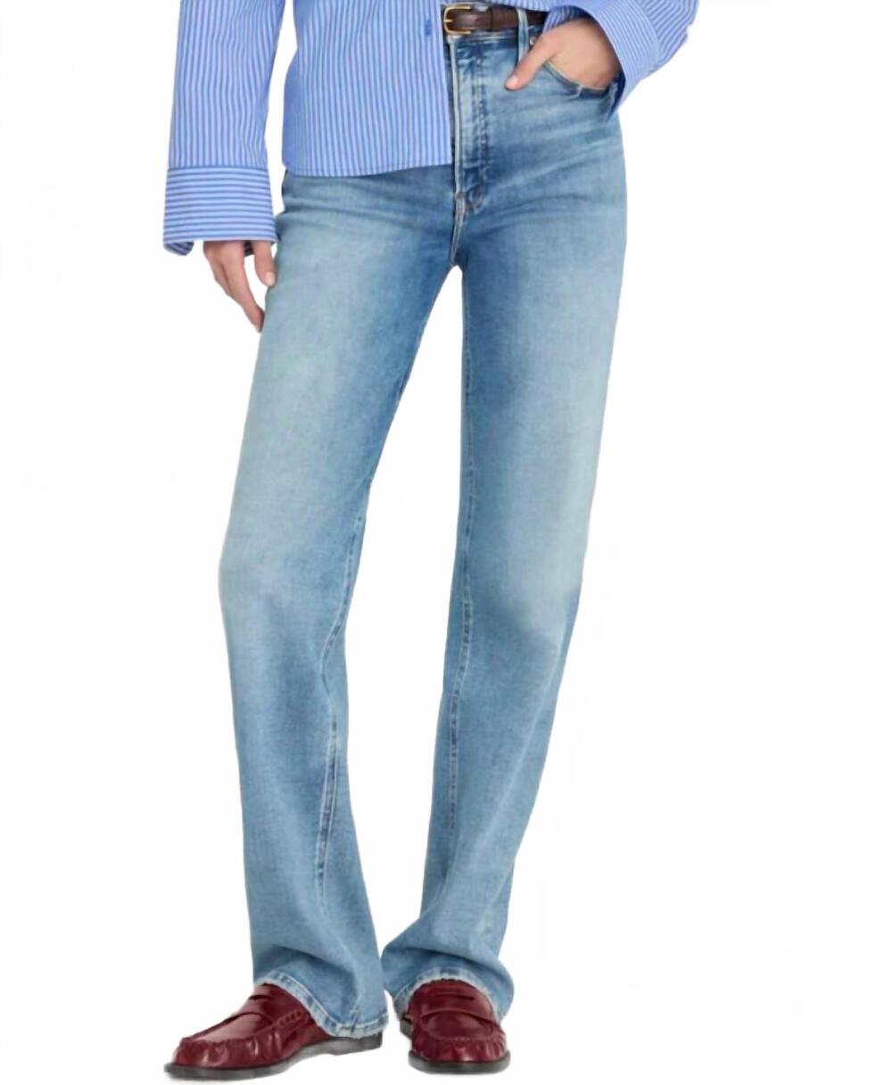 NEW GOOD AMERICAN soft tech good true straight jeans in blue wash